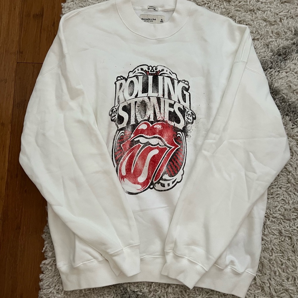 Rolling Stones White Mock Neck Sweatshirt